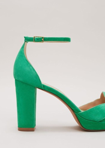 Phase Eight Suede Crossover Platform Heels Green Canada | JFLPIE-491